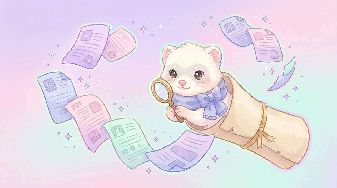 PDFerret mascot: a white ferret ready to work